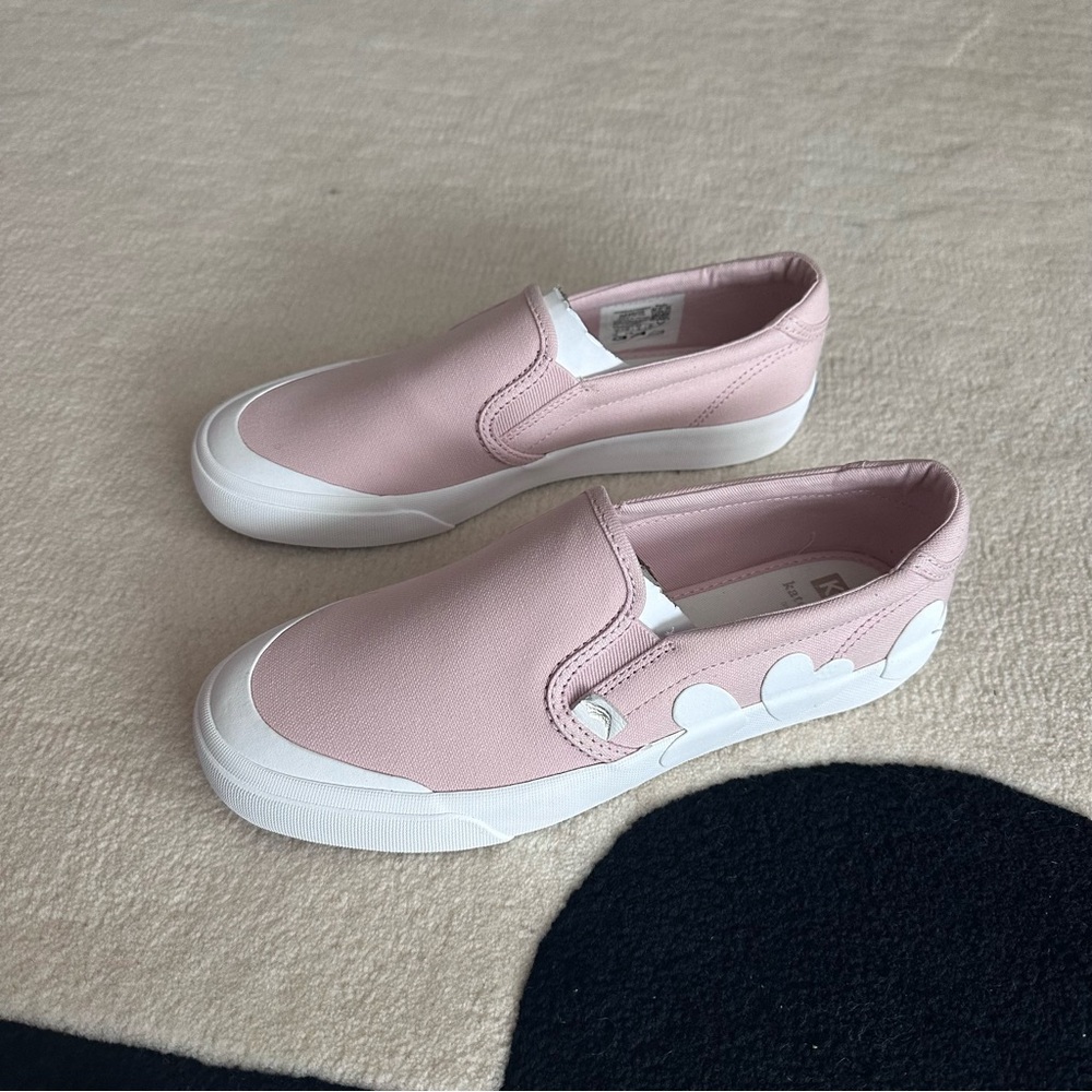 NEW IN BOX Kate Spade X Keds Crew Kick Pink Canvas Slip On Sneakers Size 8